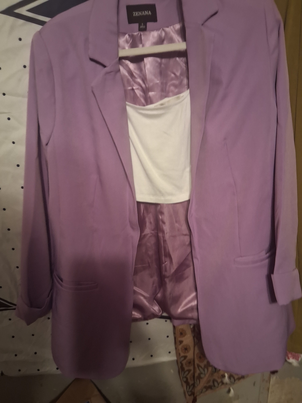 Zenana Outfitters Lavender Open-Front Blazer